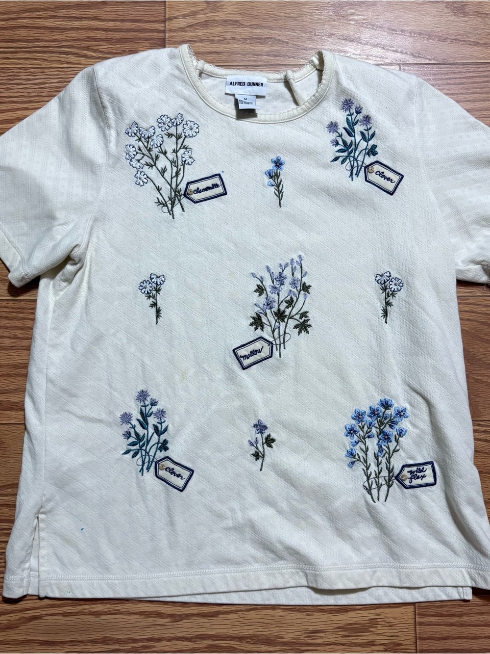Vintage Alfred Dunner Herbs Plants Gardening Shirt Cottagecore Grannycore Medium